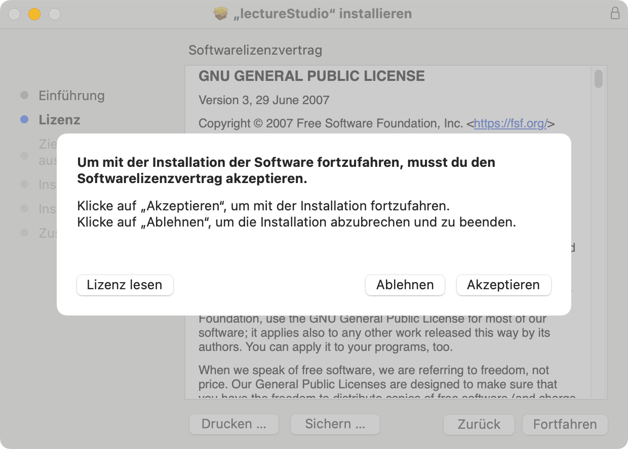 macOS-EULA Akzeptieren