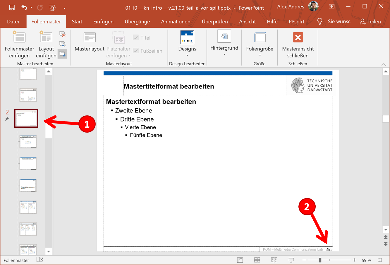 PPT-Folienmaster-Nummer Mehrfach-Layout