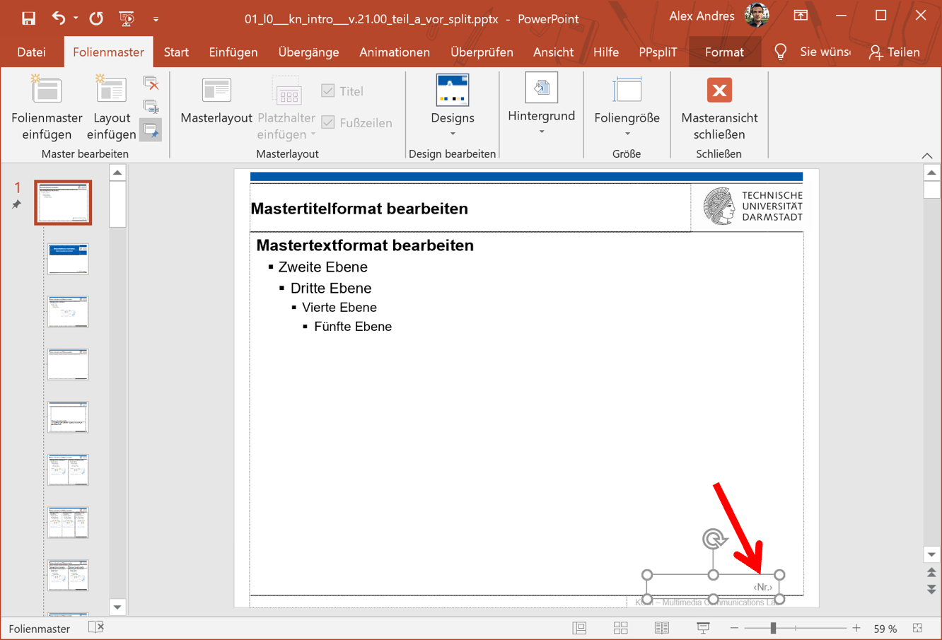 PPT Slide Master Number Field