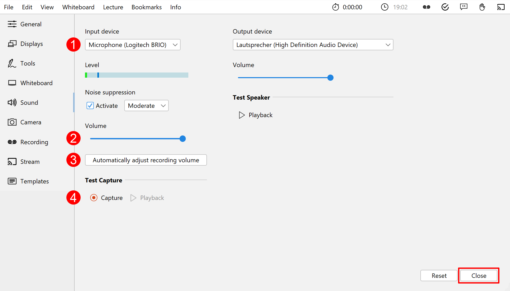 Presenter Microphone Settings